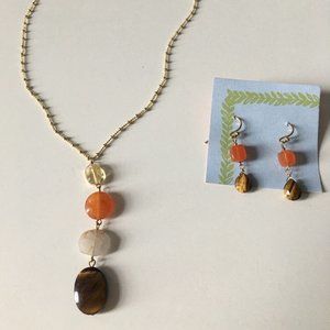 NWT tiger's eye necklace and earring set